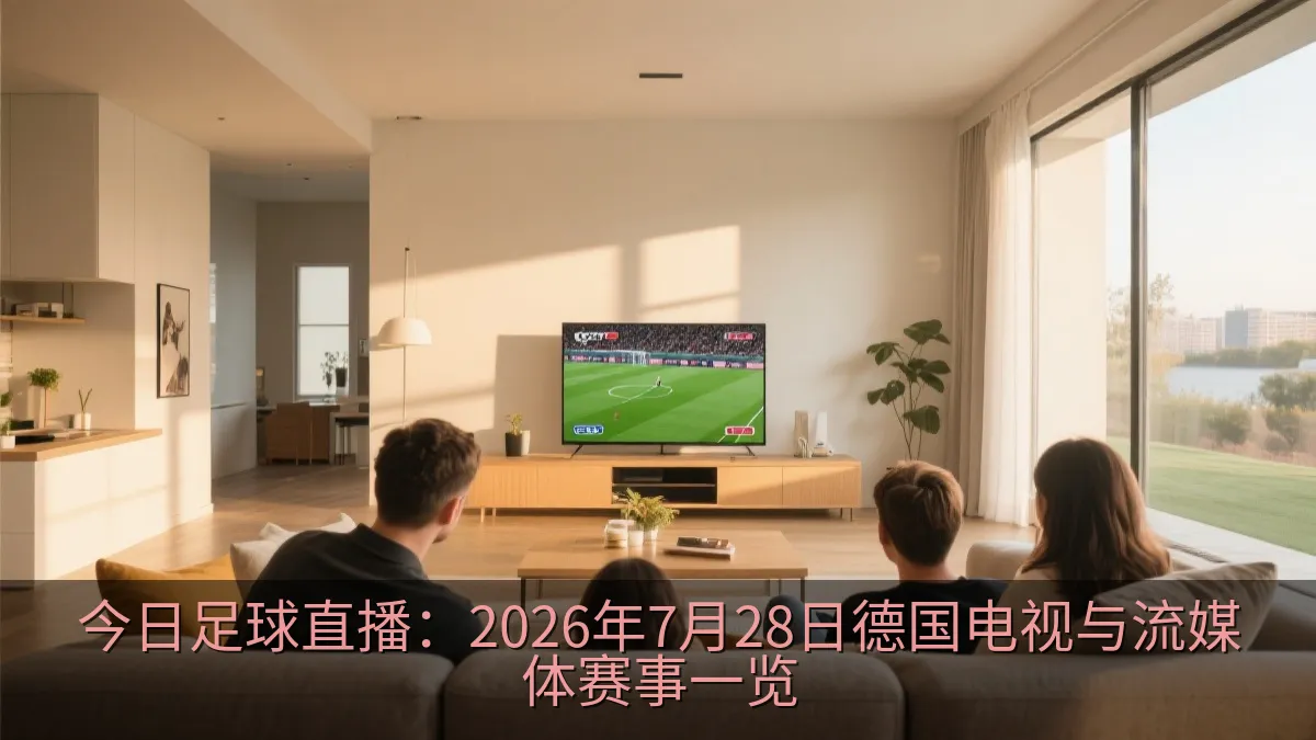 家庭客厅电视播放足球比赛画面，观众观看体育直播
